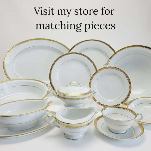 Noritake Richmond 10" Oval Serving Bowl White Base Gold Etched Band Elegant - Picture 12 of 12